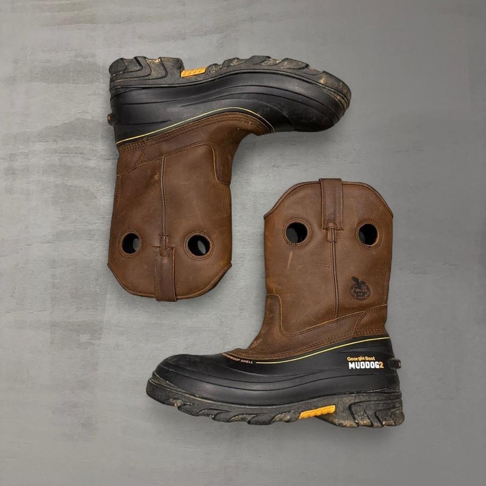 Georgia Boot Muddog 2 Work Boots Brown Waterproof Wellington GB00229TS 10.5M
